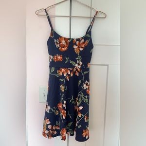 Dark blue dress with floral print